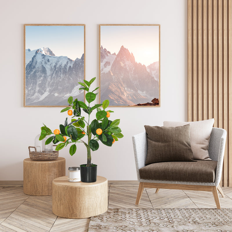 Conjunto de 2 Plantas Artificiais Decorativas Limoeiro e Laranjeira Artificiais de 60 cm com Vaso Plantas Sintéticas para Decoração de Casa Verde