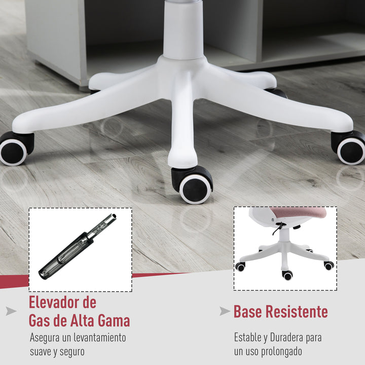 Cadeira de escritório giratória Função de inclinação Altura Ajustável com Carga 120 kg 62,5x60x90-98 cm Rosa