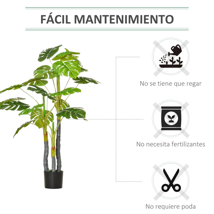 Planta Artificial Costela de Adão no Vaso 120cm de Altura Planta Artificial Tropical Decorativa com 20 Folhas para Casa Sala de Estar Dormitório Verde