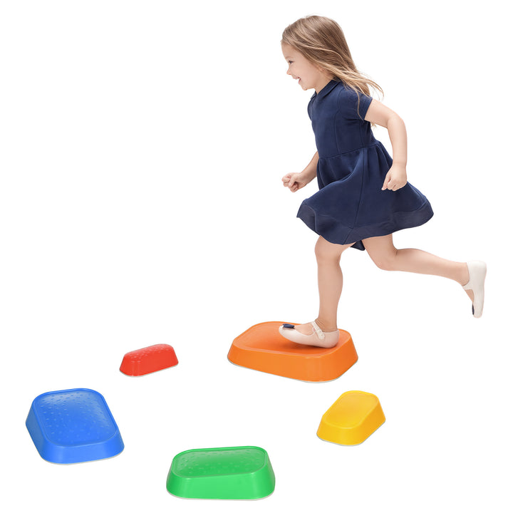 Jogo de Equilíbrio para Crianças de 3-8 Anos Conjunto de 5 Degraus para Treino de Equilíbrio e Promover a Coordenação 36x27,5x31 cm Multicor
