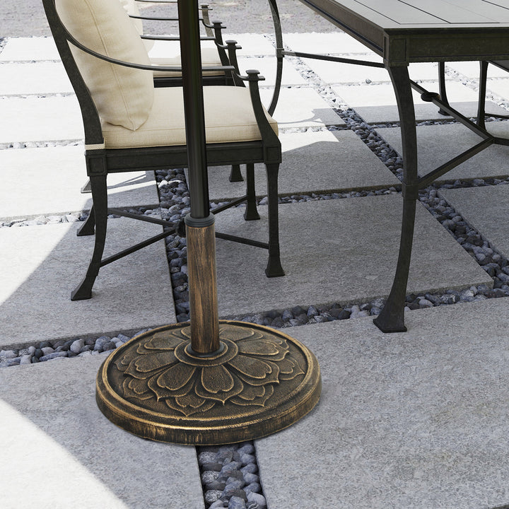 Base para Chapéu de Sol Redonda Suporte para Chapéu de Sol Base para Chapéu de Sol Preenchível com Cimento Peso 12 kg para Jardim Varanda Ø46x33 cm Bronze