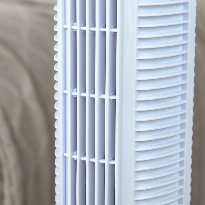 Ventoinha de Coluna 50W com Controlo Remoto 3 Velocidades Ecrã LCD Temporizador 7,5h e Oscilante 70° Ø20x78,5 cm Branco