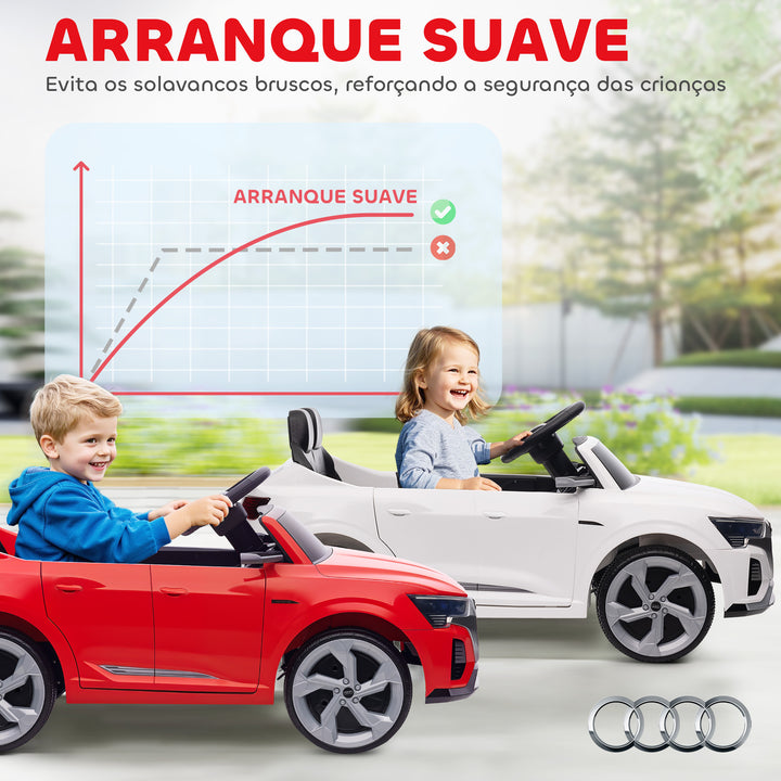 Carro Elétrico para Crianças acima de 3 Anos Carro Audi Q8 Etron Sportback Infantil com Bateria 12V Controlo Remoto Faróis Buzina e Música 98x49,5x43 cm Vermelho