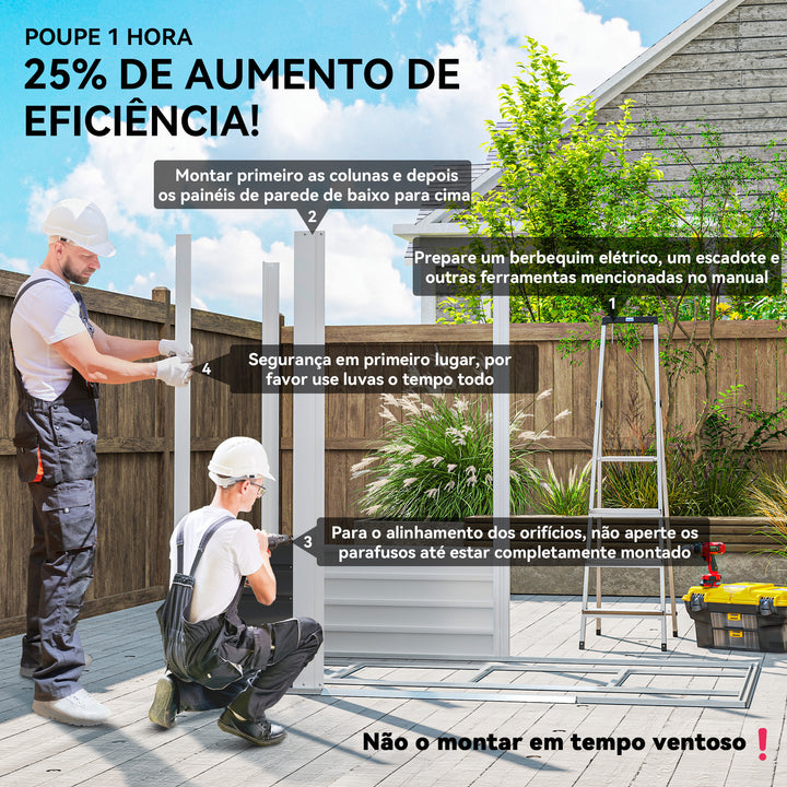 Abrigo de Jardim Exterior 2,36m² 213x120x194 cm Abrigo de Exterior com Base Reforçada (Piso NÃO Incluído) Portas de Correr Duplas Fechadura Janelas Verde