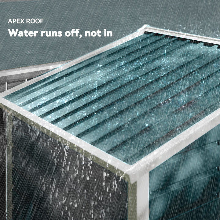 Abrigo de Jardim Exterior 2,36m² 213x120x194 cm Abrigo de Exterior com Base Reforçada (Piso NÃO Incluído) Portas de Correr Duplas Fechadura Janelas Verde