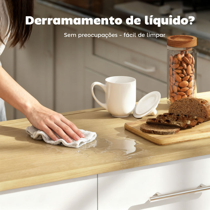 Ilha de Cozinha com Rodas, Tampo Dobrável, Carrinho de Cozinha com 2 Portas de Fecho Suave, Tabuleiro Removível de 3 Níveis, 2 Gavetas, Porta-Toalhas, Porta-Especiarias, Branco