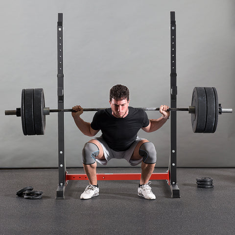 Suporte Ajustável para Barras de Peso Suporte Multifuncional para Exercício em Casa academia Carga 150kg Altura Ajustável 121-171cm Preto e Vermelho