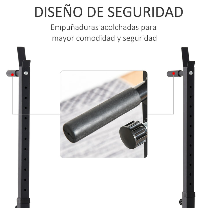 Suporte Ajustável para Barras de Peso Suporte Multifuncional para Exercício em Casa academia Carga 150kg Altura Ajustável 121-171cm Preto e Vermelho