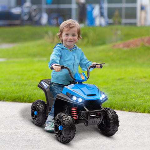Quadriciclo Elétrico para Crianças acima de 3 Anos Carro Elétrico para Crianças com Bateria 12V Faróis e Música Carga 30 kg 85x55,5x62 cm Azul