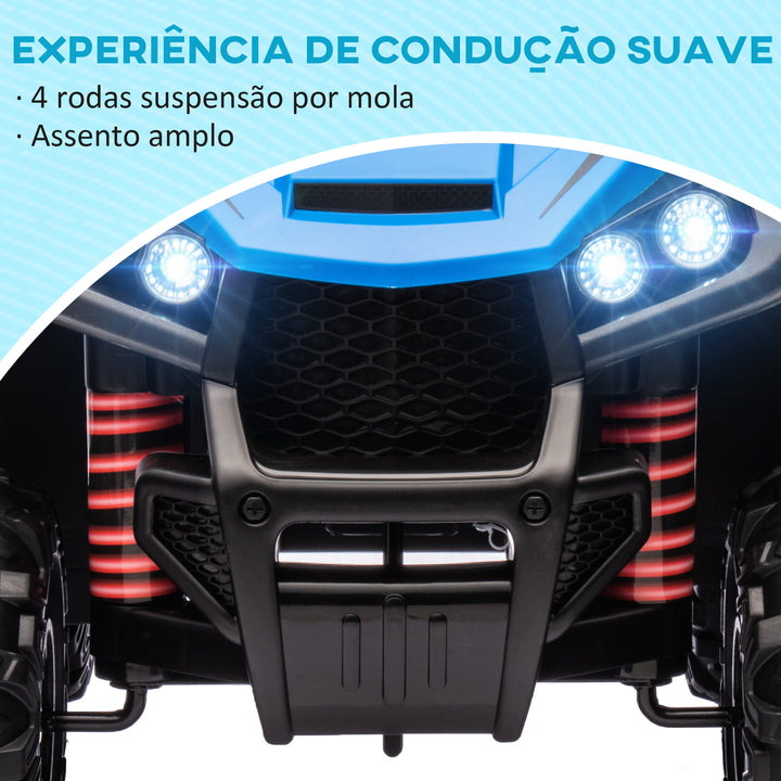 Quadriciclo Elétrico para Crianças acima de 3 Anos Carro Elétrico para Crianças com Bateria 12V Faróis e Música Carga 30 kg 85x55,5x62 cm Azul