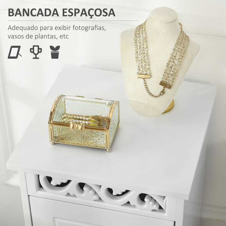 Armário de armazenamento Multifuncional com 3 Gavetas 29.8x29.8x68.5 cm