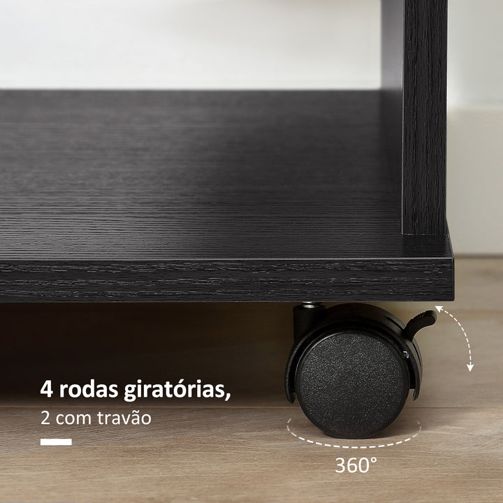 Roupeiro de Madeira Móvel Armário Roupeiro Aberto com Barra para Pendurar e 3 Prateleiras Organizadoras para Dormitório 80x40x128 cm Preto