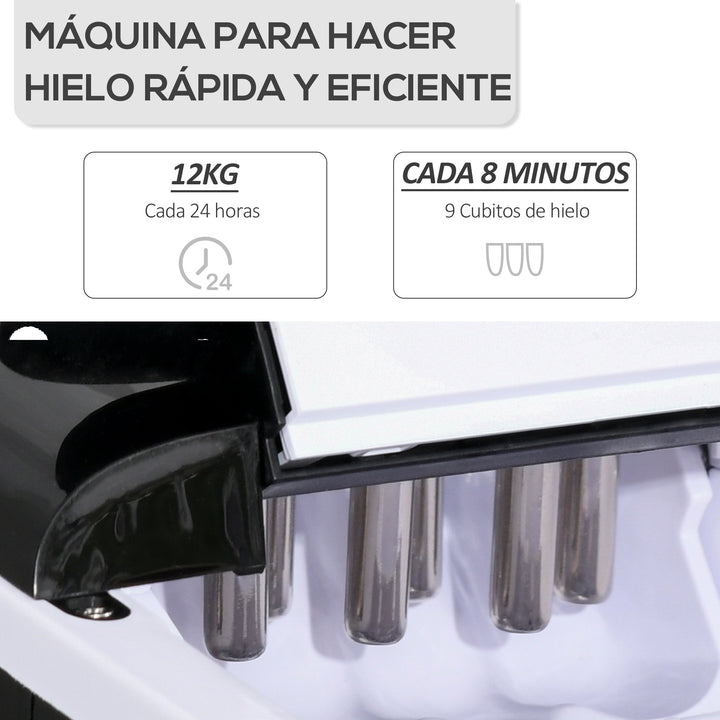Máquina de gelo Silencioso Potência 120W Capacidade 12kg com Tela LCD Tanque de 1.8L Limpeza automática 31,5x23x32,5 cm preto