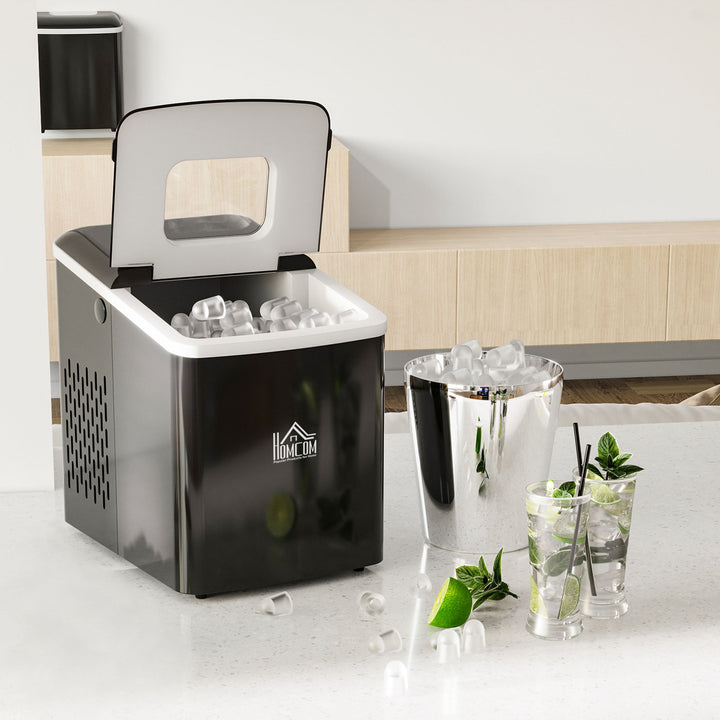 Máquina de gelo Silencioso Potência 120W Capacidade 12kg com Tela LCD Tanque de 1.8L Limpeza automática 31,5x23x32,5 cm preto