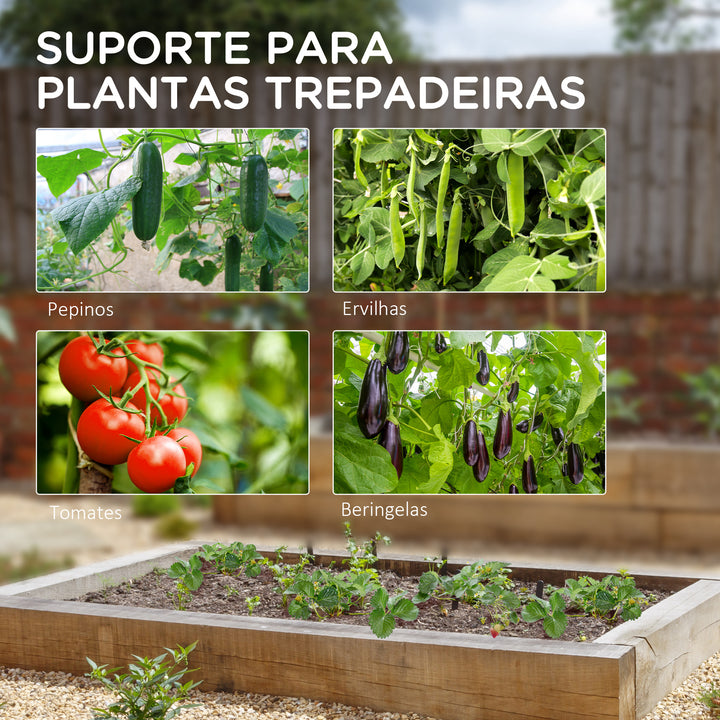 Treliça de Jardim Triangular Suporte para Plantas Trepadeiras com Estrutura em Aço para Frutas Legumes Flores e Decoração para Exterior Pátio Varanda 180x100x180 cm Verde
