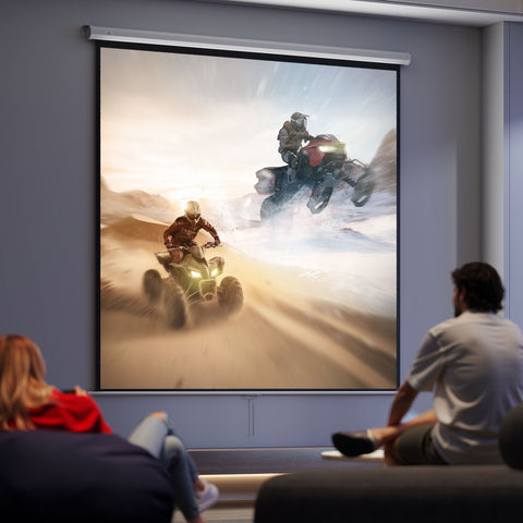 Tela de Projeção Manual 120 Polegadas Tela Portátil Formato 1:1 Ângulo de Visão de 160° para Interior e Exterior Cinema em Casa Pátio 207x207 cm Branco