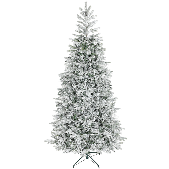 Árvore de Natal Artificial 210 cm Árvore de Natal Nevada Abeto Artificial com 1154 Ramos Base Dobrável e Fácil de Montar Decoração para Casa Escritório Festas Verde