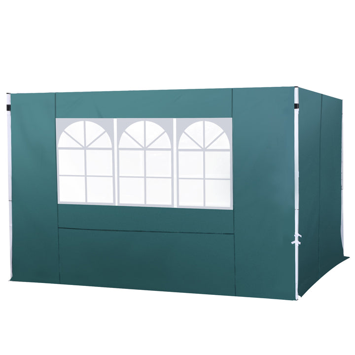 2 paredes Parte lateral para tenda 3x3m lado gazebo A tela impermeável de Oxford com janela 300x200cm - verde escuro