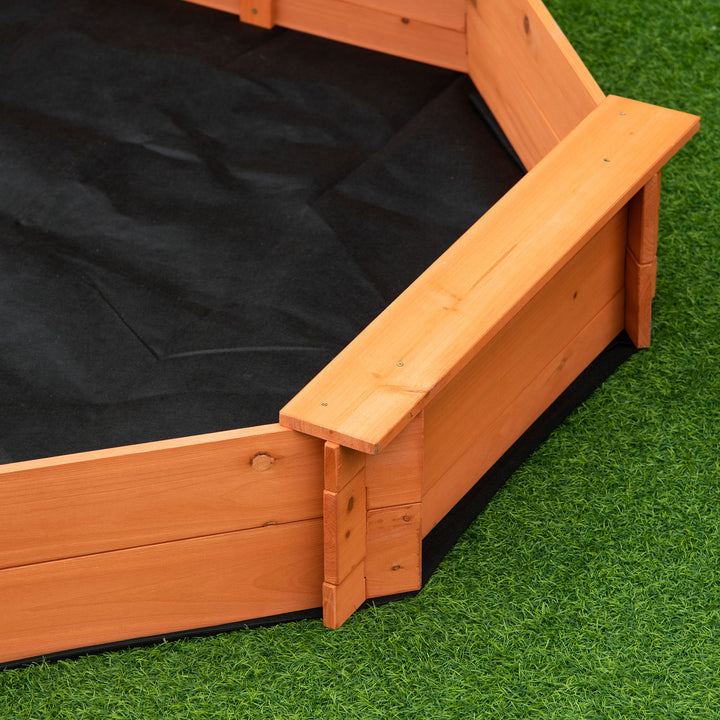 Caixa de Areia de Madeira para Crianças Caixa de Areia Infantil Octógono com Cobertura de Poliéster e Tecido não Tecido para Crianças de 3-8 anos para Jardim 139,5x139,5x21,5 cm Vermelho e Azul