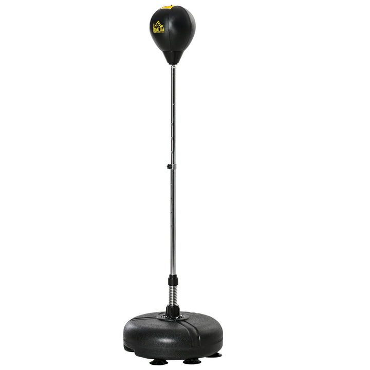 Saco de Boxe de Pé com Altura Ajustável de 4 Níveis Punching Ball com Base Preenchida Luvas e Inflador para Adultos e Adolescentes Ø45x133-151 cm Preto