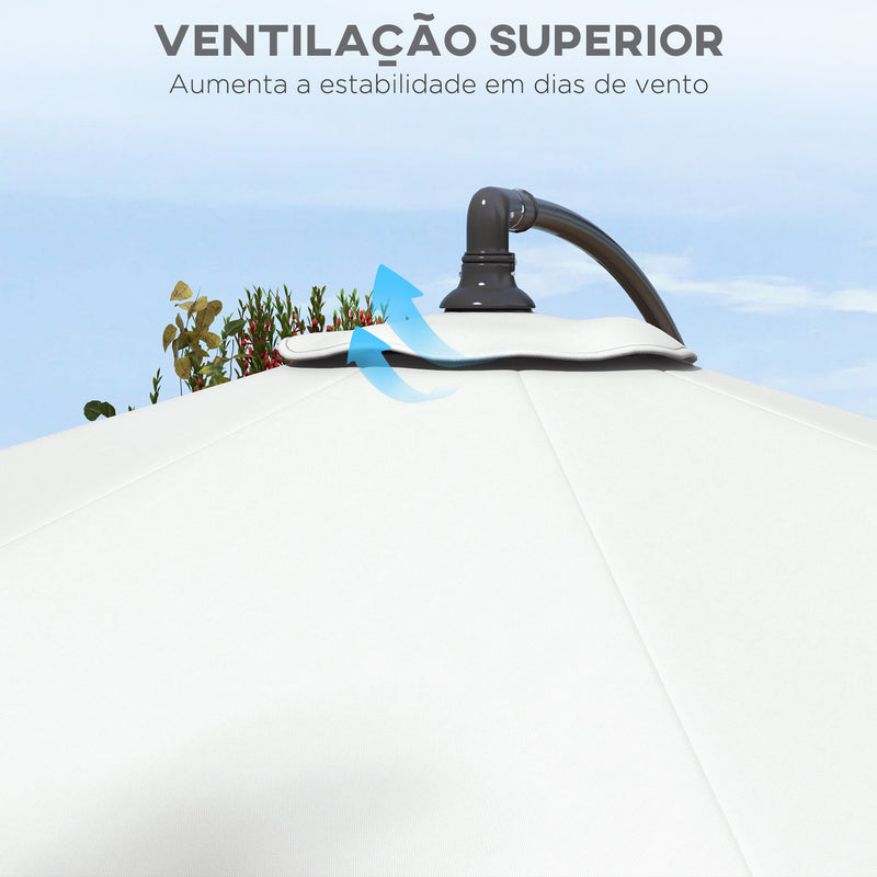 Toldo de Substituição para Chapéu de Sol de 3 m Toldo de Substituição para Chapéu de Sol de Pátio com Ventilação Superior para Exterior Branco