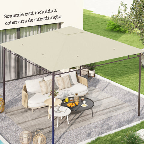 Teto de Reposição para Toldo 3x3 m Cobertura de Reposição com 8 Orifícios de Drenagem Ventilação e Proteção UV SOMENTE Cobertura para Tenda Creme