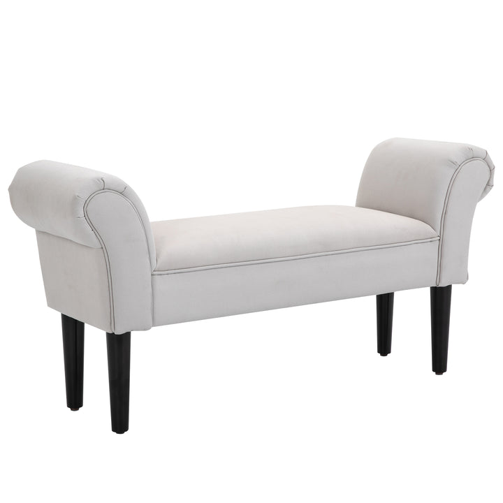 Banco de Pé de Cama Banco estofado com braços Banco de madeira para quarto sala de estar Hall 102x31x51cm Carga 130kg cinza