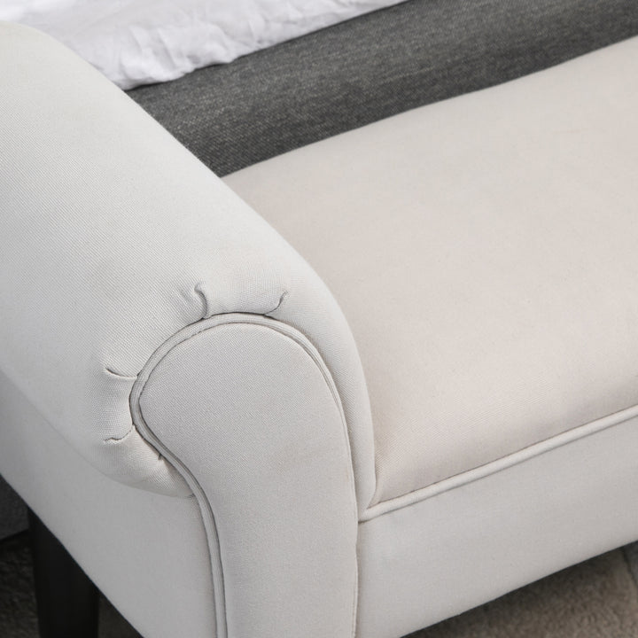 Banco de Pé de Cama Banco estofado com braços Banco de madeira para quarto sala de estar Hall 102x31x51cm Carga 130kg cinza