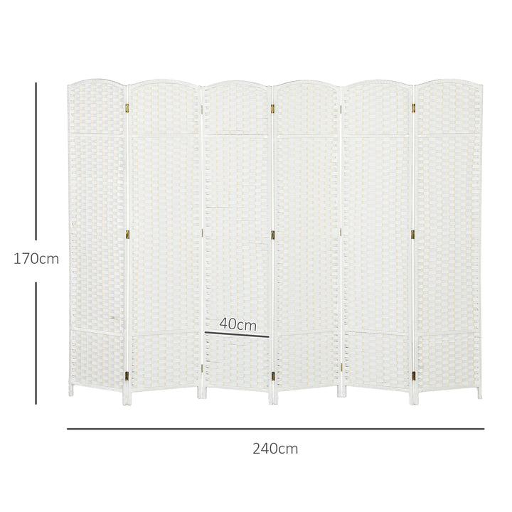 Biombo de 6 Painéis Separador de Ambientes Dobrável 240x170 cm Biombo Separador de Ambientes para Sala de Estar Dormitório Escritório Branco