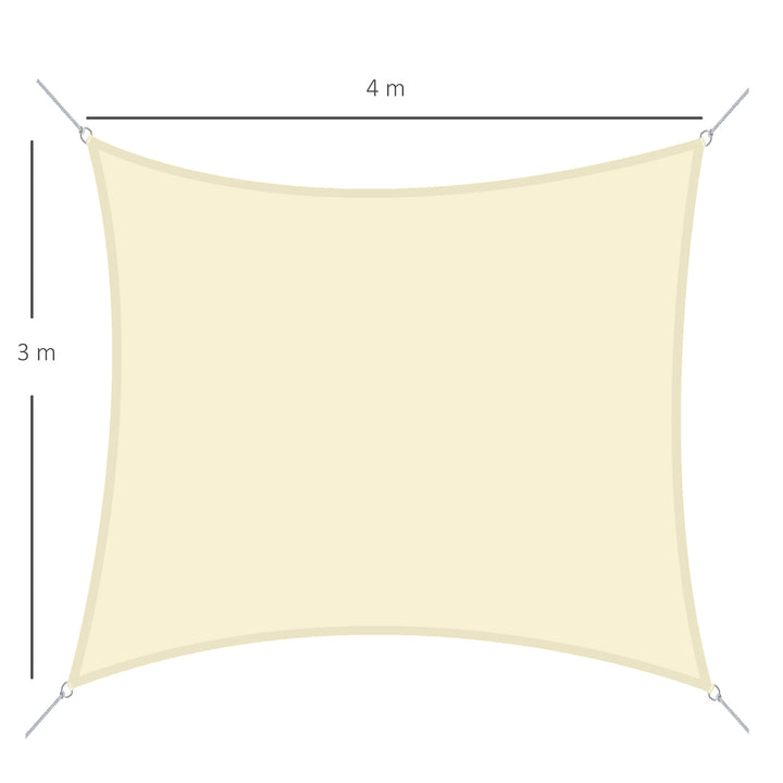 Toldo vela retangular3x4m para varanda Jardim camping Proteção UV resistente à água cor creme