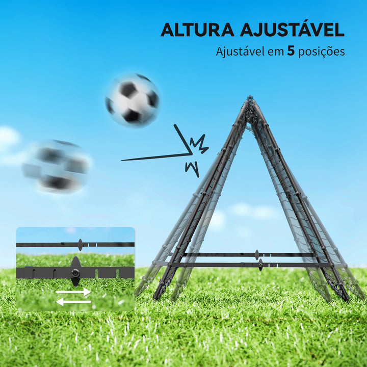 Rede de Rebote Dobrável para Treino Desportivo Ajustável em 5 Níveis de Ângulo com Tubo de Aço para Futebol Ténis e Basebol 100x95x90 cm Preto