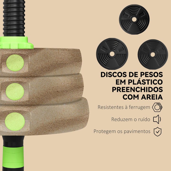 Conjunto de Halteres Ajustáveis 3 em 1 20 kg Conjunto de Pesos com Barras de Conexão e Pegas Antiderrapantes Pesos e Halteres para Exercício de Fitness Ginásio em Casa