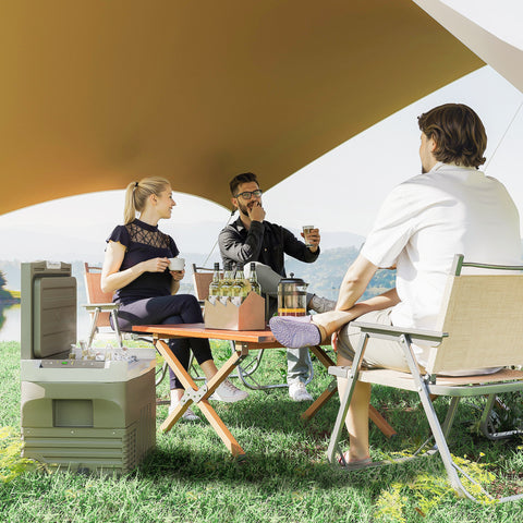 Geleira Portátil Elétrica 30L Geleira de Carro -20? a +20? 12V/24V Mini Geleira com Rodas Compressor e Ecrã LED Tátil para Casa Campismo Viagens Automóvel 61x39x41,5 cm Verde