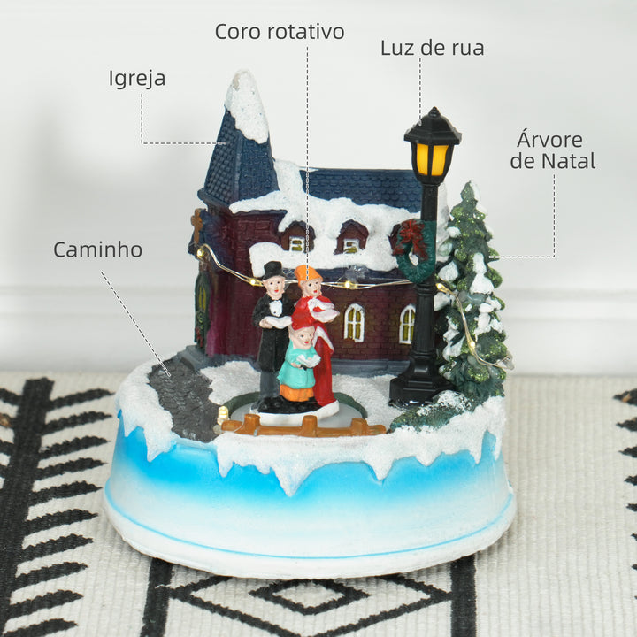 Aldeia de Natal com Luzes LED Cena de Natal com Coro Giratório Música para Decoração de Natal em Sala de Estar Dormitório Multicor