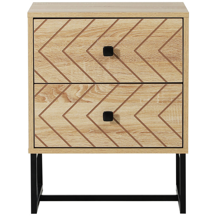 Mesa de Cabeceira cómoda de madeira confortável com 2 gavetas 48x39,5x60cm