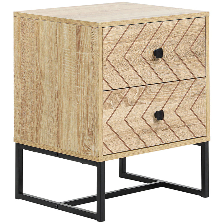 Mesa de Cabeceira cómoda de madeira confortável com 2 gavetas 48x39,5x60cm