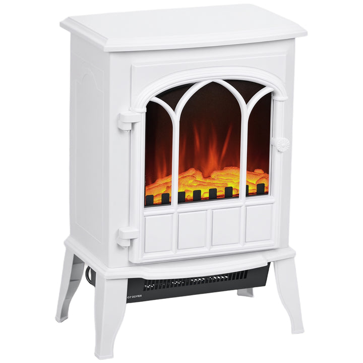Lareira Elétrica Portátil 1000/2000W com Efeito de Chama Realista e Proteção Contra Superaquecimento para Ambientes entre 15-30m² 39x23x56,5 cm Branco