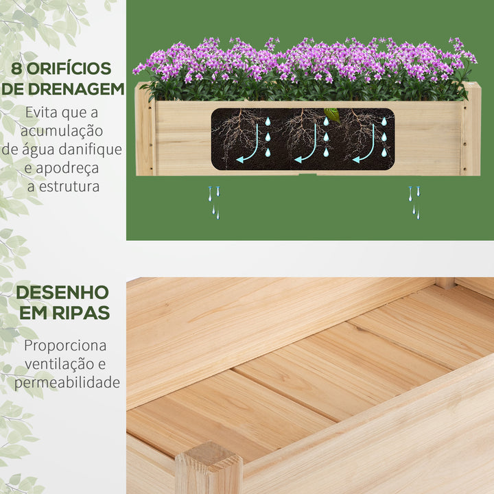 Horta Elevada de Madeira Horta de Madeira Elevada de 2 Níveis Horta para Cultivo de Plantas Flores Verduras 86x85x72 cm Madeira