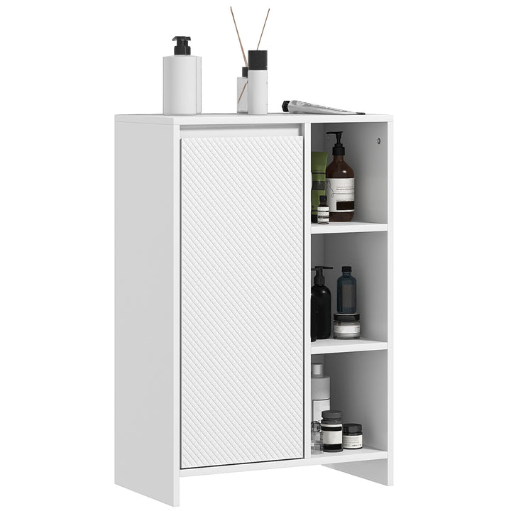 Móvel Auxiliar de Casa de Banho Armário Casa de Banho com Prateleiras Abertas Porta e Prateleira Ajustável para Sala de Estar Dormitório 53x30x80 cm Branco
