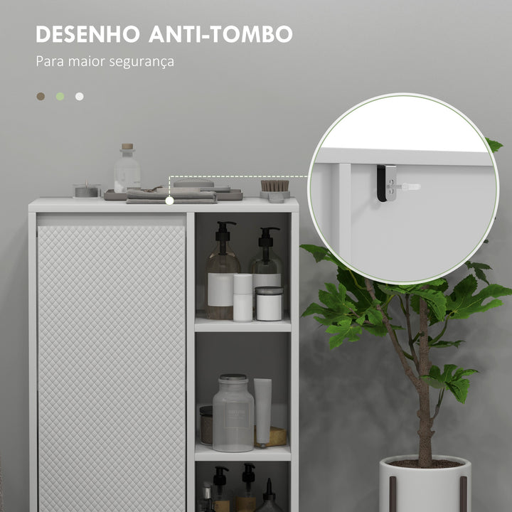 Móvel Auxiliar de Casa de Banho Armário Casa de Banho com Prateleiras Abertas Porta e Prateleira Ajustável para Sala de Estar Dormitório 53x30x80 cm Branco