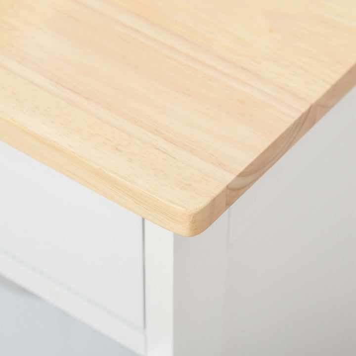 Carrinho de Cozinha com Rodas Carrinho de Cozinha com Gaveta 2 Armários de Armazenamento e 3 Prateleiras Abertas para 9 Garrafas para Sala de Jantar 67x37x87cm Branco