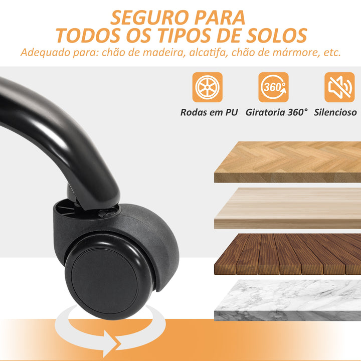 Cadeira de Escritório com Suporte Lombar Inflável Estofada em PU Cadeira de Secretária Giratória com Apoio para Pés Encosto Reclinável Encosto Alto Altura Ajustável 65x76x113-121 cm Preto