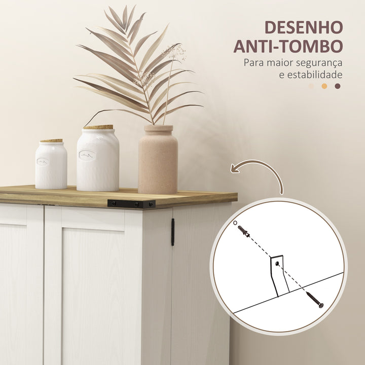 Armário Despensa de Cozinha com 2 Portas e 16 Prateleiras Alacena Rústica com Prateleira Ajustável para Sala de Jantar ou Sala de Estar 60x40x104 cm Creme