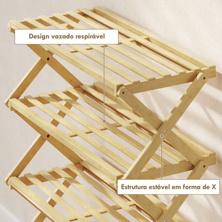 Sapateira Estreita de Bambu Sapateira Vertical Dobrável de 4 Níveis Sem Instalação Prateleira para Sapatos para Entrada Corredor Quarto 60x29x67 cm Madeira