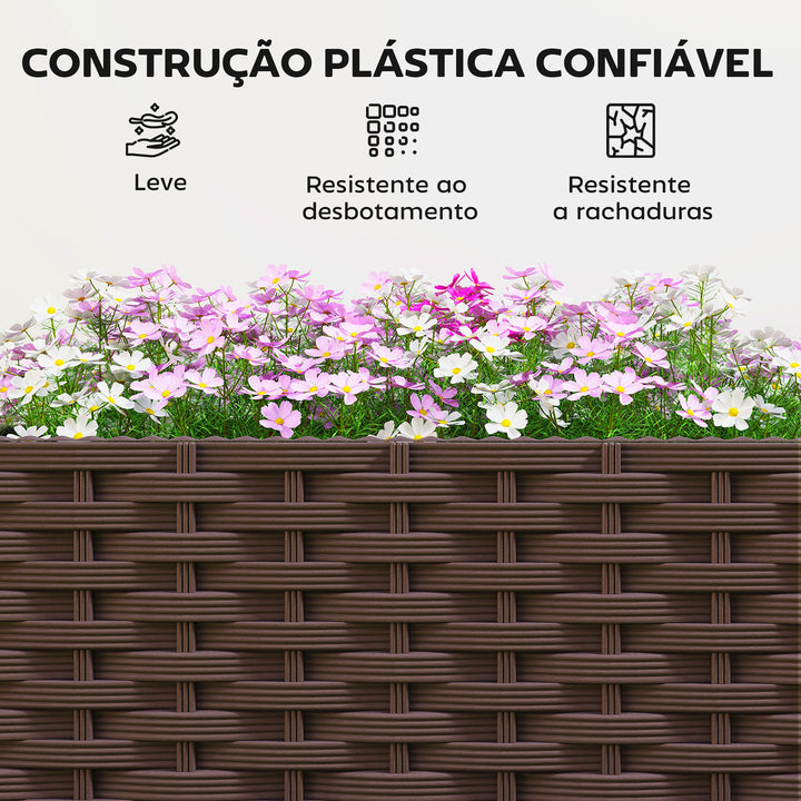 Floreira com Treliça Ajustável Floreira Exterior com Rodas Bloqueáveis para Plantas Trepadeiras com Orifícios de Drenagem Floreira Elevada para Jardim Pátio Terraço 40x40x165 cm Castanho