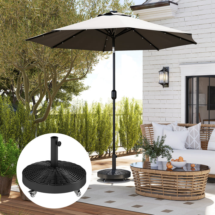 Base para Chapéu de Sol Redonda Suporte para Chapéu de Sol com Rodas Base para Chapéu de Sol de Cimento Peso 25 kg para Jardim Terraço Ø52x42 cm Preto