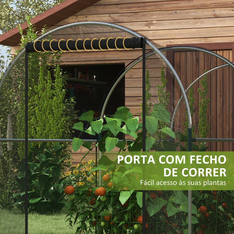 Estufa de Cultivo Estufa de Proteção com Suportes Porta com Fecho de Correr e Anti-UV para Proteger as Plantas no Jardim Terraço Pátio 120x300x146 cm Preto