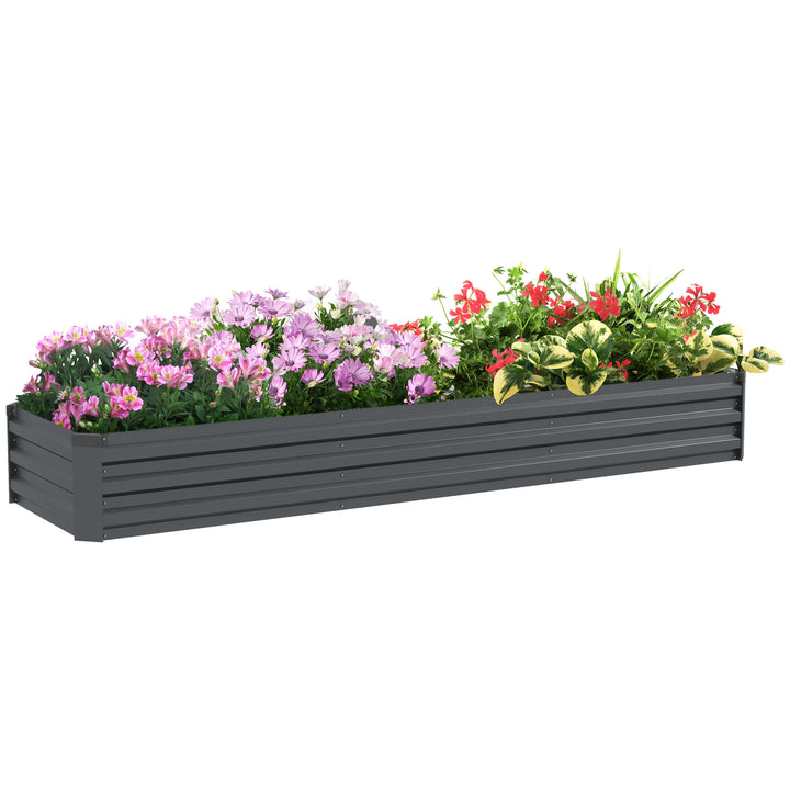 Floreira Exterior Grande Retangular em Aço Galvanizado Horta Urbana para Cultivar Plantas e Ervas Floreira com Base Aberta Resistente às Intempéries 240x60x30 cm Cinzento