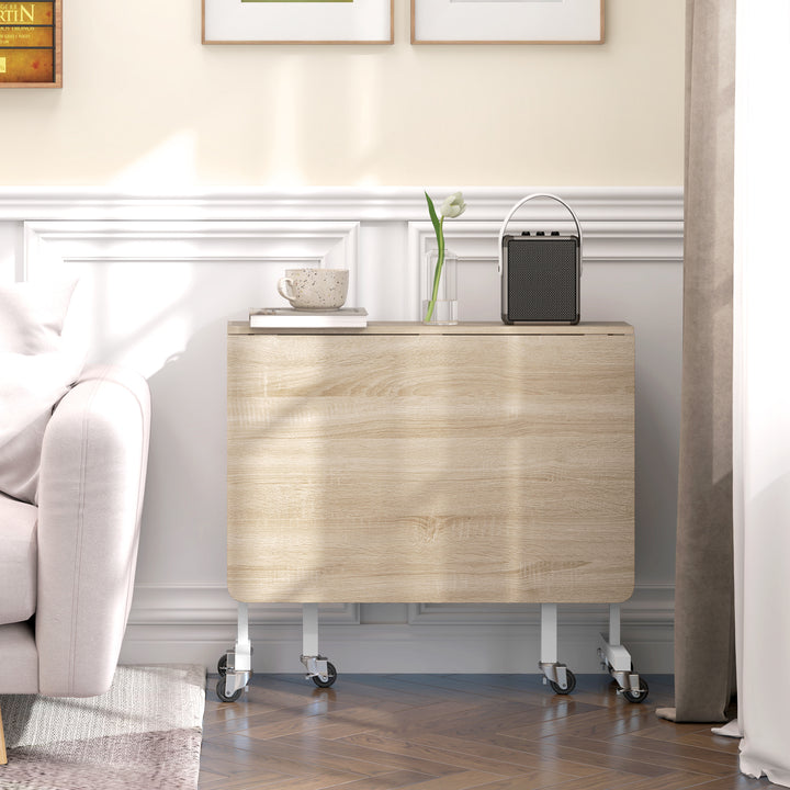 Mesa Dobrável de Cozinha para 4-6 Pessoas Mesa de Sala de Jantar Dobrável com Rodas e Laterais Dobráveis Mesa para Cozinha 120x80x73 cm Madeira