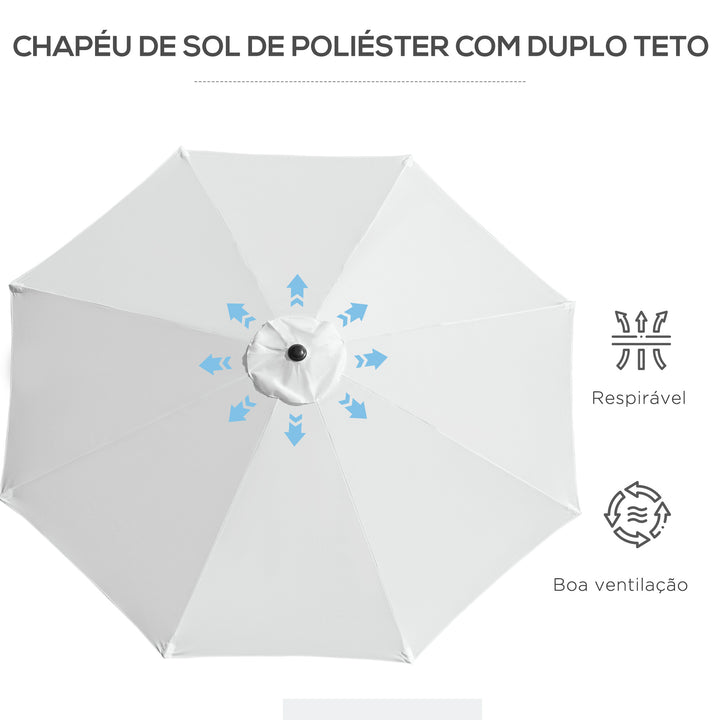 Grande guarda-sol de jardim Manivela para abrir Fácil e ângulo ajustável F300x245 cm Branco